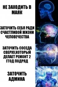 Не заходить в маяк Заточить себя ради счастливой жизни человечества Заточить соседа сверху,который делает ремонт 2 ггод подряд Заточить админа