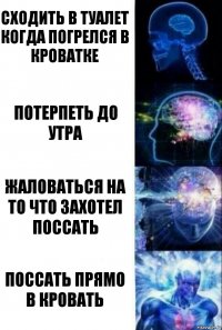 Сходить в туалет когда погрелся в кроватке Потерпеть до утра Жаловаться на то что захотел поссать Поссать прямо в кровать