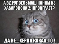 а вдруг сельмаш коням из хабаровска 2:1проиграет? да не... херня какая-то !