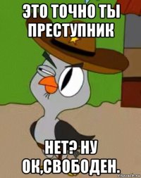 это точно ты преступник нет? ну ок,свободен.