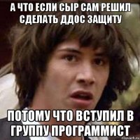 а что если сыр сам решил сделать ддос защиту потому что вступил в группу программист