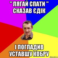 " лягай спати " сказав єдік і погладив уставшу кобру