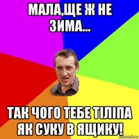 мала,ще ж не зима... так чого тебе тіліпа як суку в ящику!