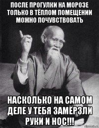 после прогулки на морозе только в тёплом помещении можно почувствовать насколько на самом деле у тебя замёрзли руки и нос!!!