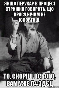 якщо перукар в процесі стрижки говорить, що красу нічим не іспортиш, то, скоріш всього, вам уже п#здєц