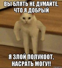 вы блять не думайте, что я добрый я злой полукоот, насрать могу!!