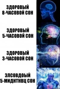 Здоровый 8-часовой сон Здоровый 5-часовой сон Здоровый 3-часовой сон Злсовдоый 5-миднтнвц сон