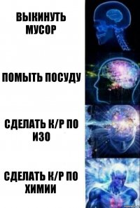 выкинуть мусор помыть посуду сделать к/р по изо сделать к/р по химии