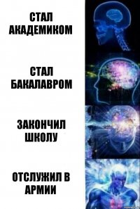 Стал академиком Стал бакалавром Закончил школу отслужил в армии
