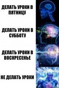 Делать уроки в пятницу Делать уроки в субботу Делать уроки в воскресенье Не делать уроки