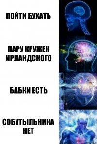 Пойти бухать Пару кружек ирландского Бабки есть Собутыльника нет