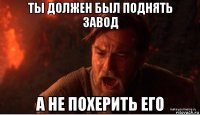 ты должен был поднять завод а не похерить его