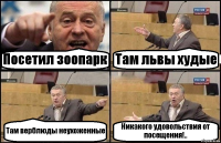 Посетил зоопарк Там львы худые Там верблюды неухоженные Никакого удовольствия от посещения!..