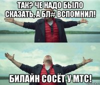 так? че надо было сказать, а бл# вспомнил! билайн сосёт у мтс!