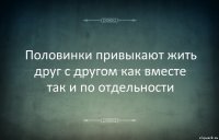 Половинки привыкают жить друг с другом как вместе так и по отдельности