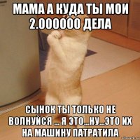 мама а куда ты мои 2.000000 дела сынок ты только не волнуйся ... я это...ну...это их на машину патратила