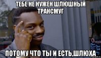 тебе не нужен шлюшный трансмуг потому что ты и есть,шлюха