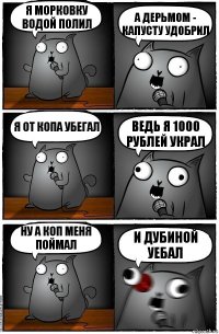 Я морковку водой полил а дерьмом - капусту удобрил я от копа убегал ведь я 1000 рублей украл ну а коп меня поймал и дубиной уебал