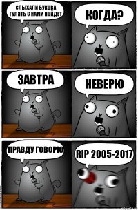 Слыхали букова гулять с нами пойдет Когда? Завтра Неверю Правду говорю RIP 2005-2017