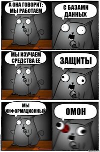 а она говорит: мы работаем с базами данных мы изучаем средства ее защиты мы информационный омон