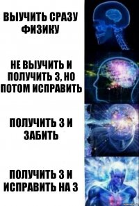 Выучить сразу физику Не выучить и получить 3, но потом исправить Получить 3 и забить Получить 3 и исправить на 3