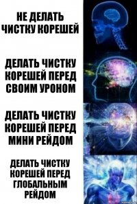 Не делать чистку корешей делать чистку корешей перед своим уроном делать чистку корешей перед мини рейдом делать чистку корешей перед глобальным рейдом