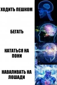 ходить пешком бегать кататься на пони наваливать на лошади