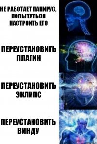 не работает папирус, попытаться настроить его переустановить плагин переустановить эклипс переустановить винду