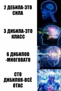 2 ДЕБИЛА-ЭТО СИЛА 3 ДИБИЛА-ЭТО КЛАСС 6 ДИБИЛОВ -МНОГОВАТО СТО ДИБИЛОВ-ВСЁ ОТАС