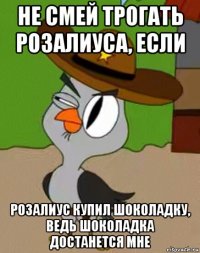 не смей трогать розалиуса, если розалиус купил шоколадку, ведь шоколадка достанется мне