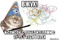 вжух! и список с победителями с 12-15 у тебя в xlsx