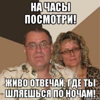 на часы посмотри! живо отвечай, где ты шляешься по ночам!