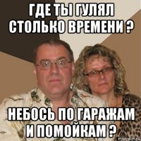 где ты гулял столько времени ? небось по гаражам и помойкам ?