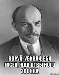  воруй, убивай, еби гусей, жди ответного звонка