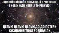 спокойной ночи любимый приятных снов!и жди меня-а то ревную! целую целую целуюдо до потери сознания твоя родная ли