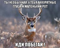 ты необычная, у тебя аккуратные глаза и маленький рот иди побегай !