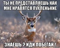 ты не представляешь как мне нравятся пухленькие знаешь ? иди побегай !