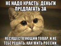 не надо красть, деньги предлагать за несуществующий товар, и не тебе решать, как жить россии.