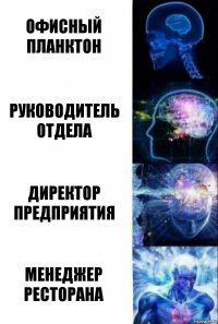 Офисный планктон Руководитель отдела Директор предприятия Менеджер ресторана