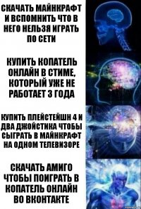 Скачать майнкрафт и вспомнить что в него нельзя играть по сети купить копатель онлайн в стиме, который уже не работает 3 года Купить плейстейшн 4 и два джойстика Чтобы сыграть в майнкрафт на одном телевизоре Скачать Амиго чтобы поиграть в Копатель онлайн во вконтакте