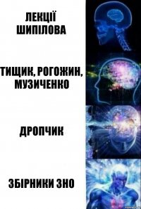 Лекції Шипілова Тищик, Рогожин, Музиченко Дропчик Збірники зно