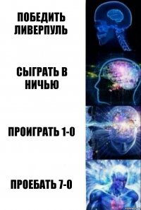 Победить Ливерпуль Сыграть в ничью Проиграть 1-0 Проебать 7-0