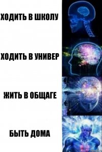 Ходить в школу Ходить в универ Жить в общаге Быть дома