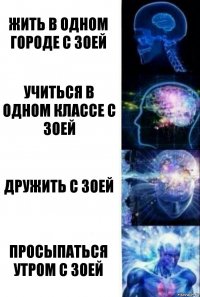 жить в одном городе с Зоей учиться в одном классе с Зоей дружить с Зоей Просыпаться утром с зОЕЙ