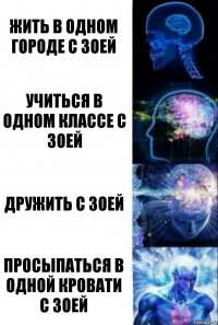 жить в одном городе с Зоей учиться в одном классе с Зоей дружить с Зоей Просыпаться В ОДНОЙ КРОВАТИ с зОЕЙ