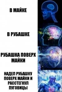 В майке В рубашке Рубашка поверх майки Надел рубашку поверх майки и расстегнул пуговицы