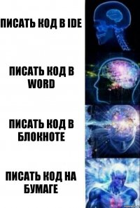 Писать код в IDE Писать код в Word Писать код в Блокноте Писать код на бумаге