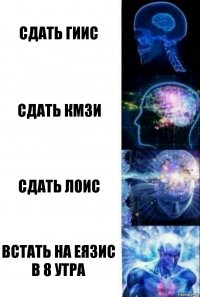 сдать гиис сдать кмзи сдать лоис встать на еязис в 8 утра