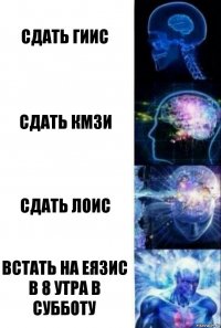 сдать гиис сдать кмзи сдать лоис встать на еязис в 8 утра в субботу