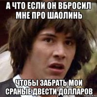 а что если он вбросил мне про шаолинь чтобы забрать мои сраные двести долларов